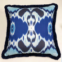 Chabahar Cyan With Indigo Trim Pillow