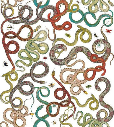 K.ONEAL | Snakes in Multi on Natural Linen Design Legacy by Kelly