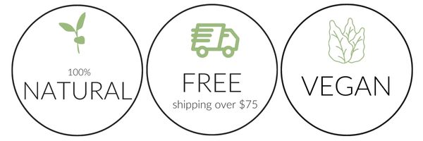 100% natural, free shipping over $75, Vegan