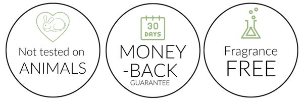 Not tested on animals, 30 days money-back guarantee, fragrance free