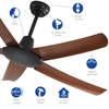 Clever Life DAYDREAM II BLACK and TIMBER 5 BLADE SMART WIFI DC CEILING FAN