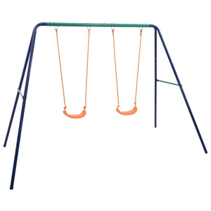 Swing Set Blue Steel Medium Durable Outdoor Swing Set A949-92318