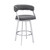 30" Gray And Silver Faux Leather And Iron Swivel Low Back Bar Height Bar Chair N270-477143