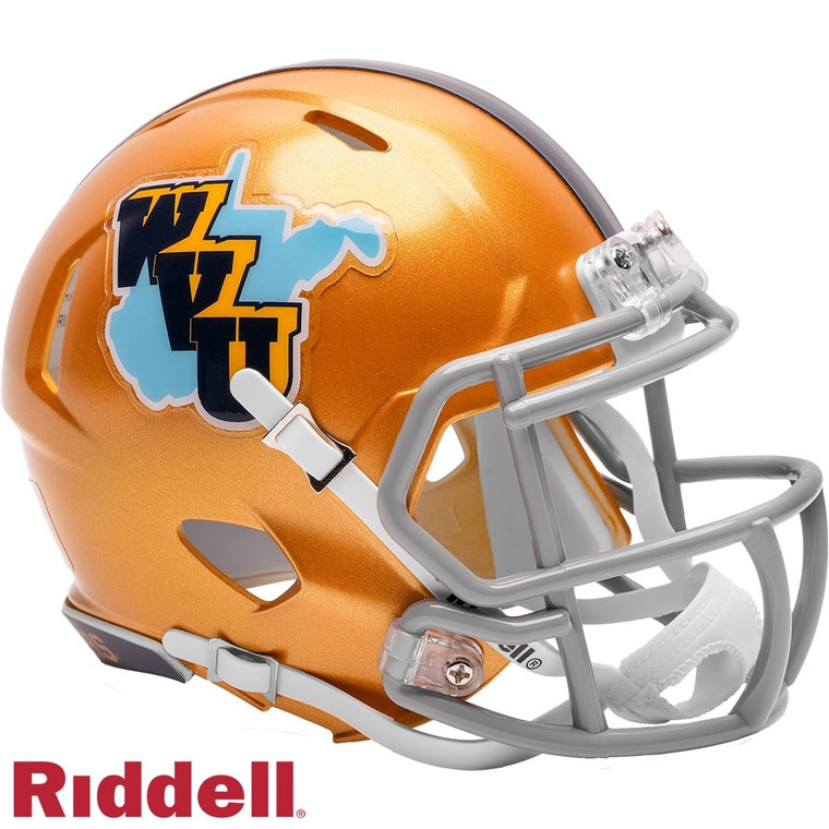 West Virginia Mountaineers Helmet Riddell Replica Mini Speed Style Gold Throwback Z157-9585590472
