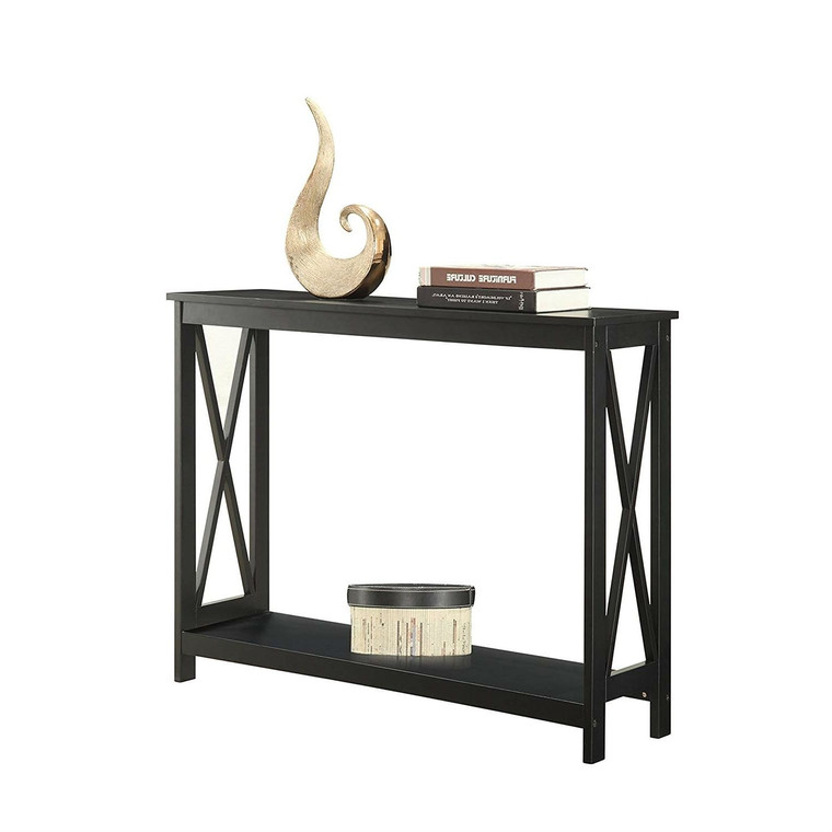 Black Wood Console Sofa Table with Bottom Storage Shelf Q280-BWCT48239741