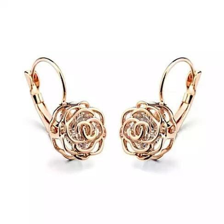 ROSE IS A ROSE 18kt Rose Crystal Earrings In White Yellow And Rose Gold Plating F369-3150327813