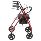 Drive 4-Wheeled Rollator Walker with Fold Up removable back support, padded seat -8'' wheels