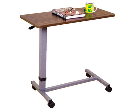 Essential Medical Automatic Adjustable Overbed Table with Woodgrain Top - MainImage
