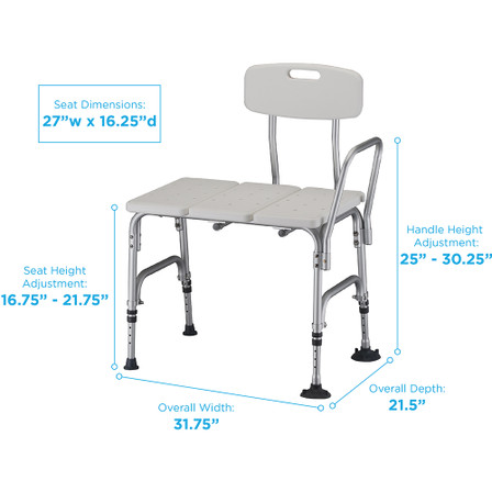 Bariatric Bath Transfer Bench with Backrest