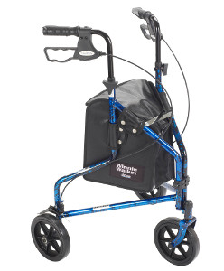 Drive 3-Wheeled Rollator Walker with Basket Tray and Pouch - Flame Blue