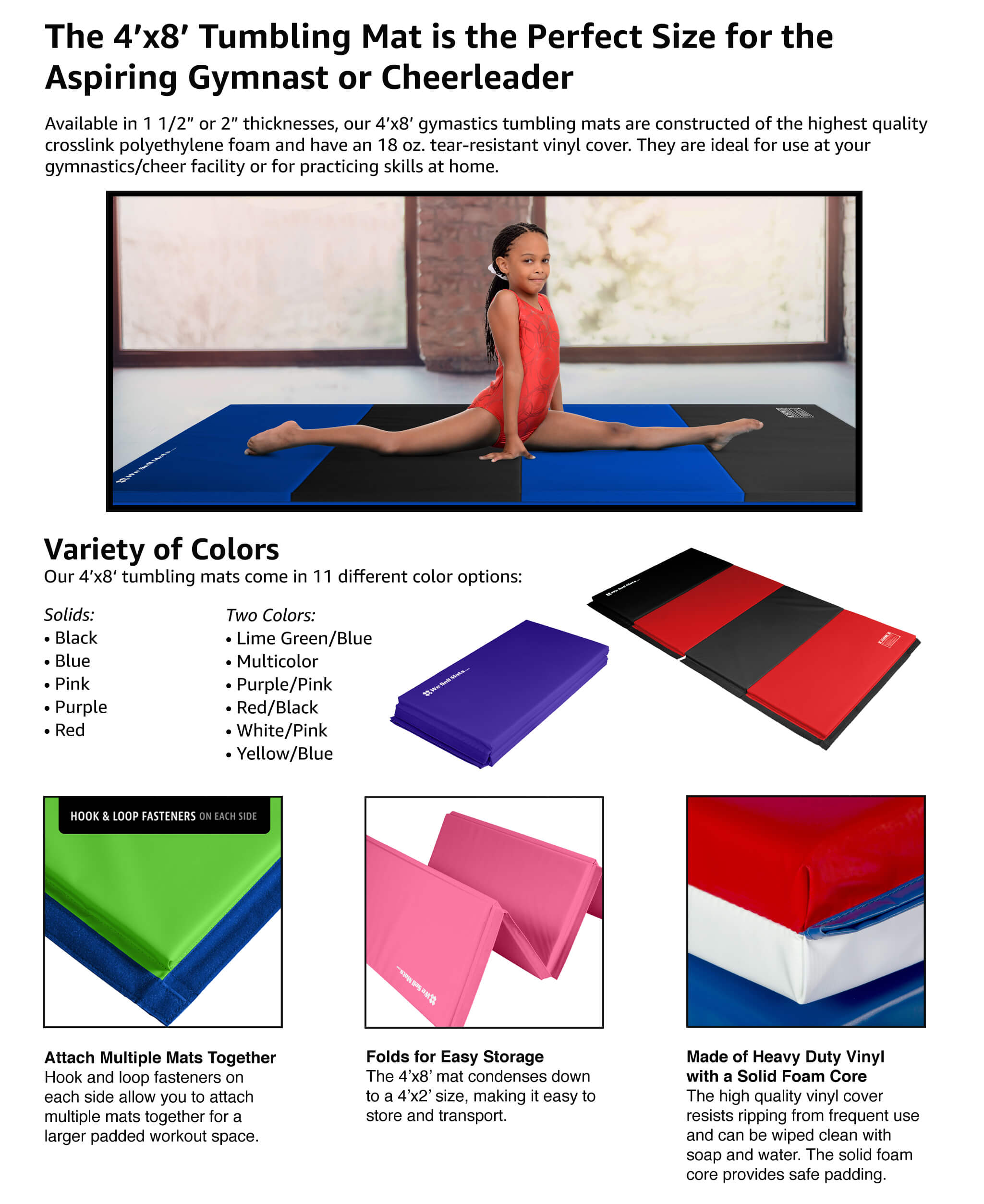 4 X 8 Gymnastics Tumbling Mat 12 Color Options We Sell Mats
