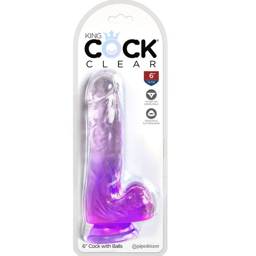 KING COCK - CLEAR PENE REALISTICO CON SFERE 13.5 CM VIOLA KING COCK - CLEAR PENE REALISTICO CON SFERE 13.5 CM VIOLA