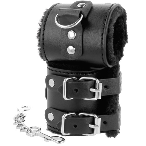 DARKNESS - MANETTE NERE REGOLABILI IN PELLE CON FODERA DARKNESS - MANETTE NERE REGOLABILI IN PELLE CON FODERA