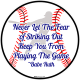 Baseball Babe Ruth quote window decals magnets wall decals