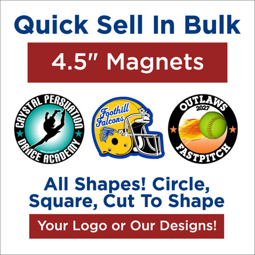 Bulk sport logo magnets, non-profit logo magnets, school logo magnets, car magnets, locker magnets, sport team magnets, logo magnets, fundraising logo magnets