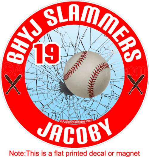 Baseball cracked glass design car stickers clings decals & magnets (2D-Flat) Baseball cracked glass design car stickers clings decals & magnets (2D-Flat)