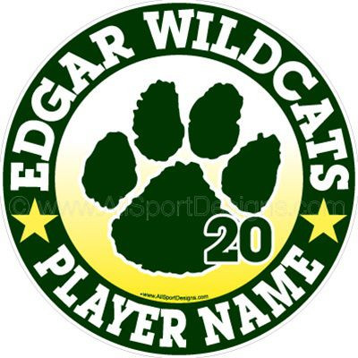 Edgar Wildcats Pawprint | Basketball Decals Magnets Signs