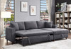 Avril Fabric Right Hand Facing Double Sofa Bed Sectional with Storage Grey