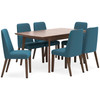 Lynn 7 Piece Dining Set with Blue Chairs