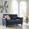Linden Genuine Leather Loveseat Blue