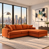 Tomas Fabric Loveseat with RHF Chaise Sectional