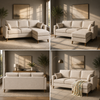 Saint Fabric Sofa with Reversible Chaise Pearl