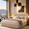 Metro Queen Pull Up Storage Bed Beige