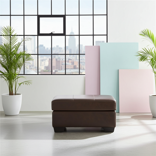 Logan Genuine Leather Ottoman Brown