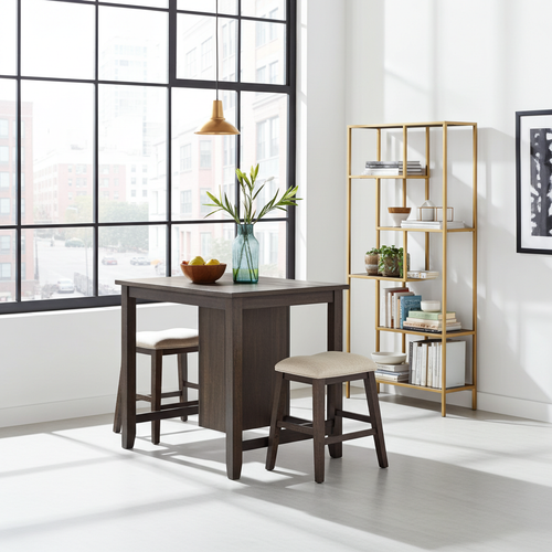 Brent 3 Piece Counter Height Dinette Set Brown