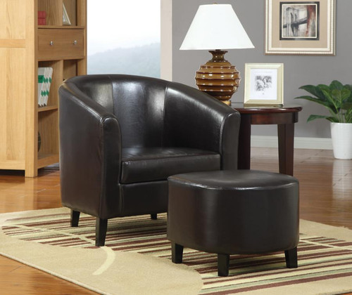 Tub Chair with Ottoman Dark Brown