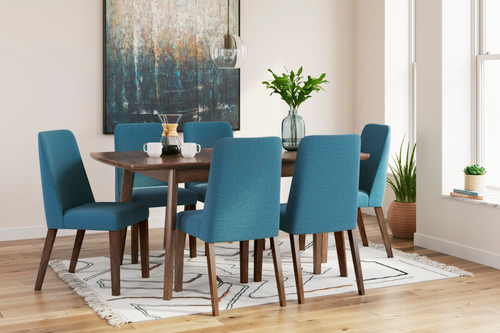 Lynn 7 Piece Dining Set with Blue Chairs