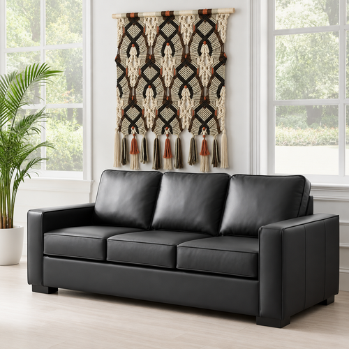 Nordel Genuine Leather Sofa Black