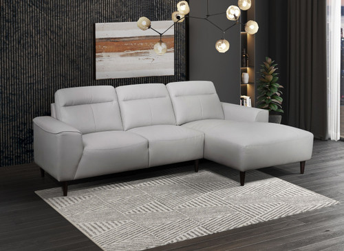 Travis Genuine Leather RHF Sectional Silver