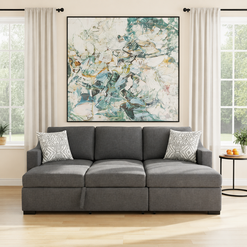 Allen Fabric RHF Sofa Bed Sectional with Storage Charcoal