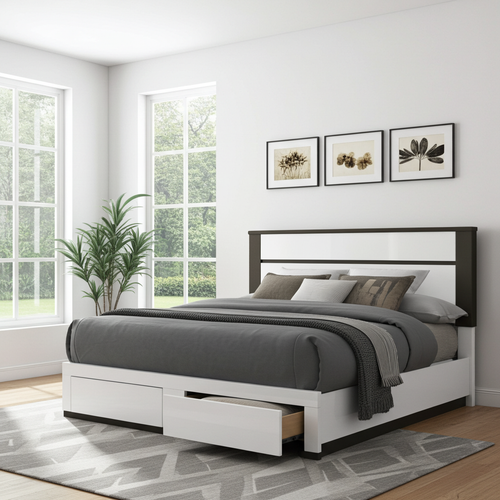 ALICE Storage Queen Bed Frame White