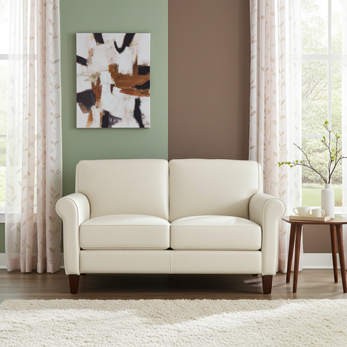 Linden Genuine Leather Loveseat Vanila