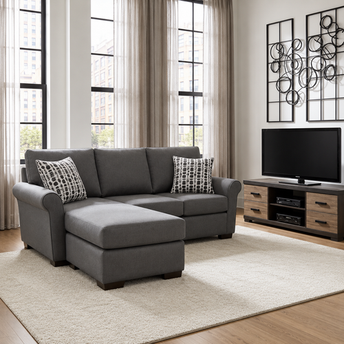 Flash Fabric Reversible Sectional Pewter
