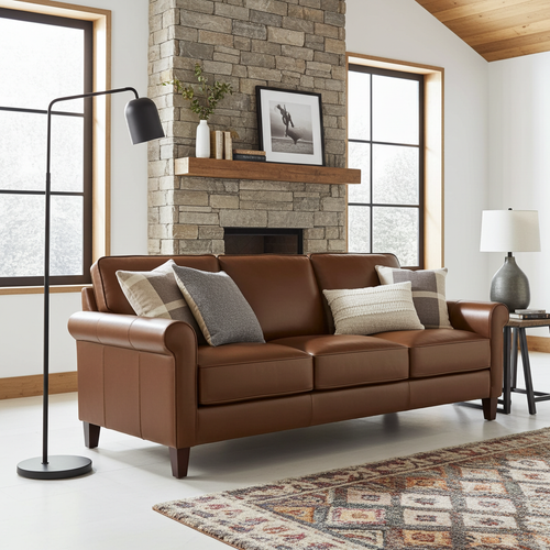 Linden Genuine Leather Sofa Pecan