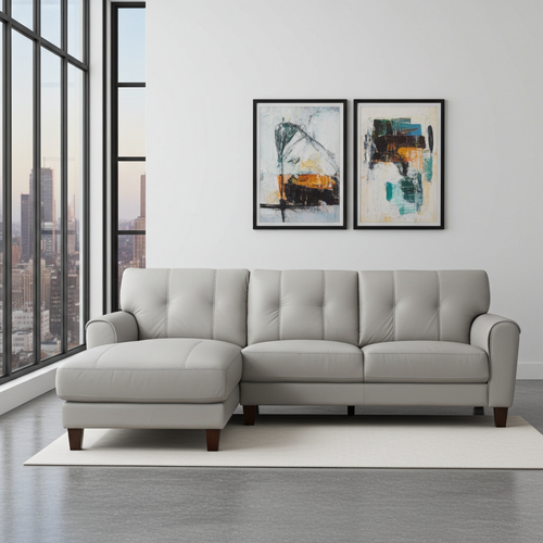 Maci Genuine Leather LHF Sectional Silver Grey Maci Genuine Leather LHF Sectional Silver Grey