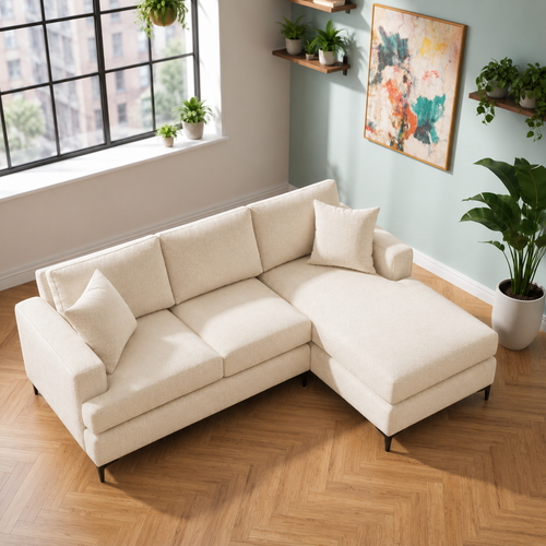 Tomas Fabric Loveseat with RHF Chaise Sectional
