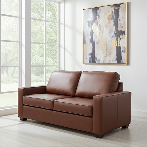 Nordel Genuine Leather Condo Sofa Saddle