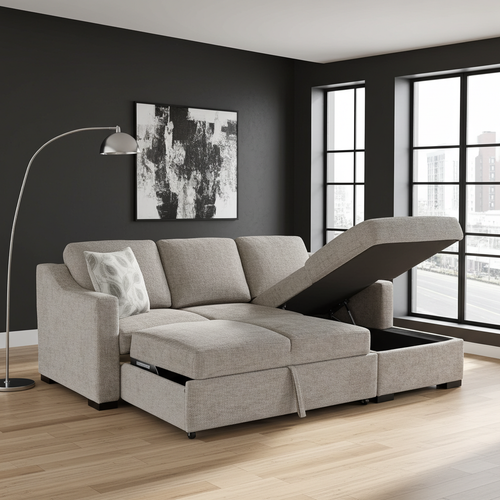 Allen Fabric RHF Sofa Bed Sectional with Storage