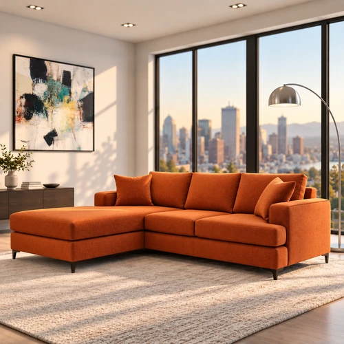 Tomas Fabric Loveseat with LHF Chaise Sectional