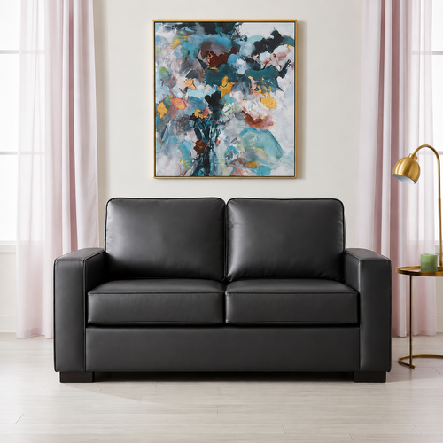 Nordel Genuine Leather Twin Sofa Bed Black
