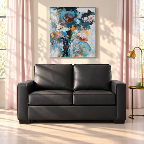 Nordel Genuine Leather Twin Sofa Bed Black
