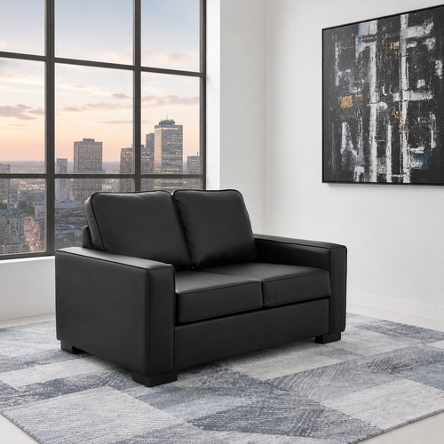 Nordel Genuine Leather Loveseat Black