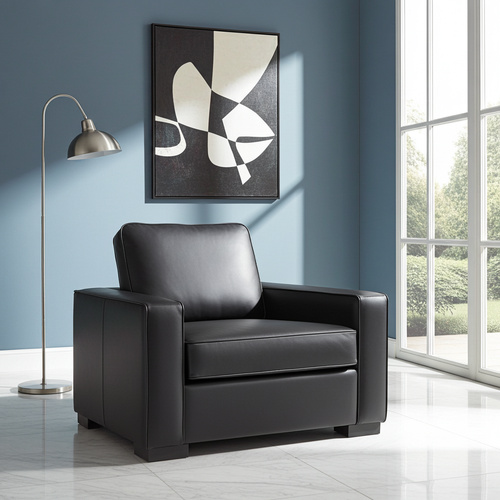 Nordel Genuine Leather Chair Black