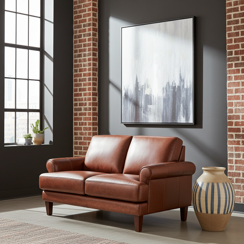 Dawn Genuine Leather Loveseat Brown