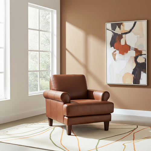 Dawn Genuine Leather Chair Brown