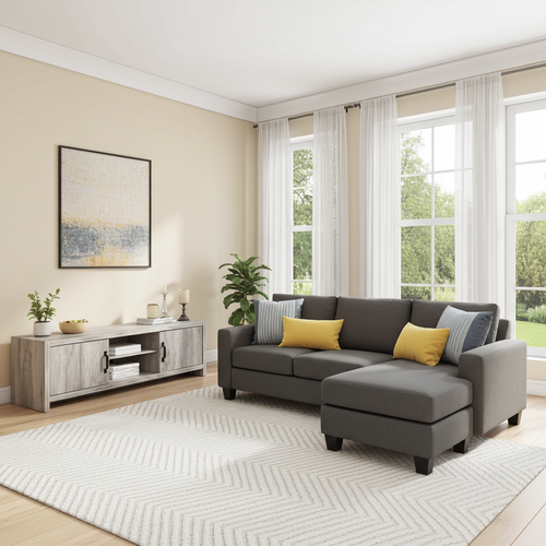 Arora Fabric Reversible Sectional Penelope Slate